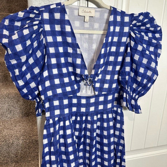 CLEOBELLA Morina Ankle Maxi Dress in Painterly Gingham Blue Medium - Picture 8 of 9